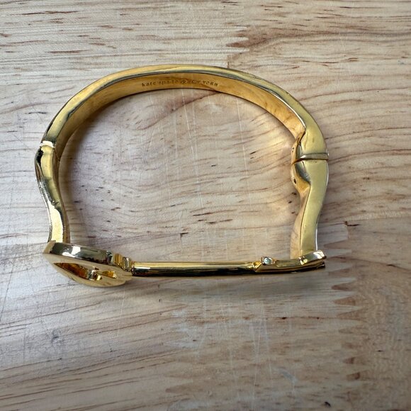 Kate Spade Gold Plated Heart Key Bangle Bracelet 6.75 Inch - Picture 6 of 15